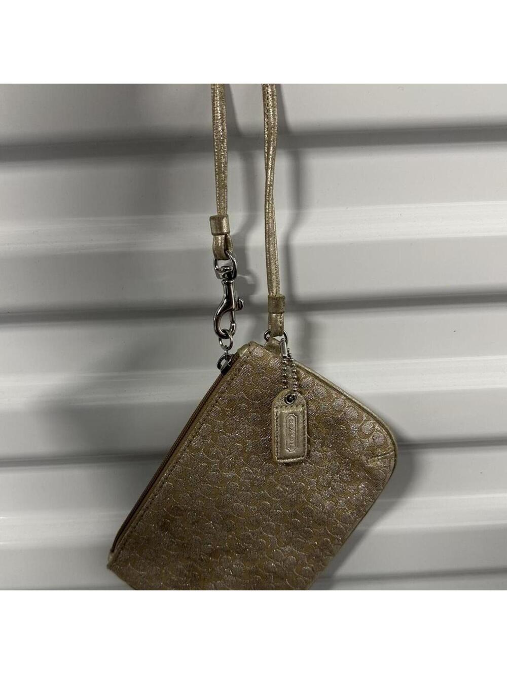 Y2k coach vintage Gold shimmer wristlet wallet